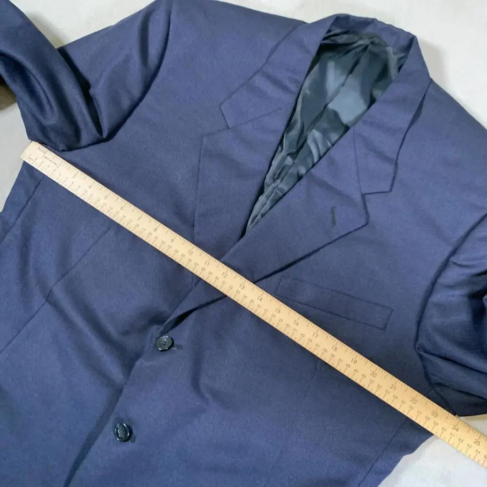 Tom James Filo‎ A Mano Blazer Mens 44 Long Blue Wool 3 Button Hand Tailored USA